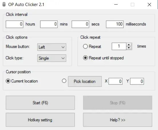 Автокликер OP Auto Clicker 2.1